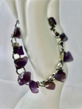 Purple Stone Link Bracelet - Unbranded